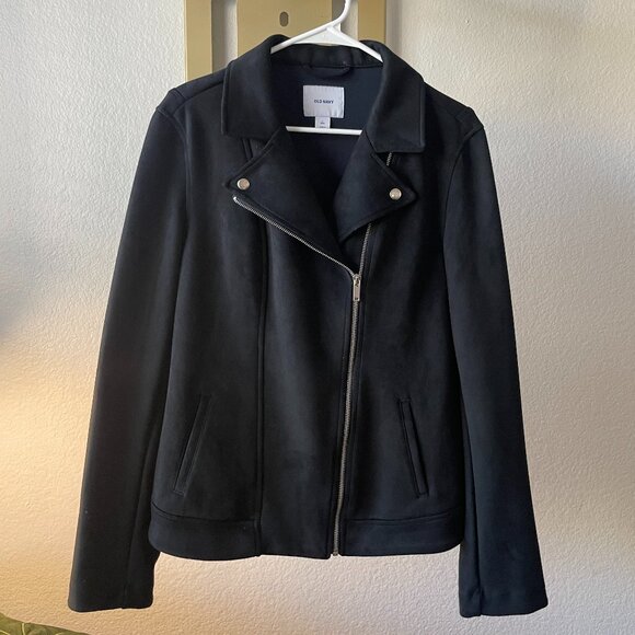 Old Navy Black Faux-suede Moto Jacket - Picture 1 of 5